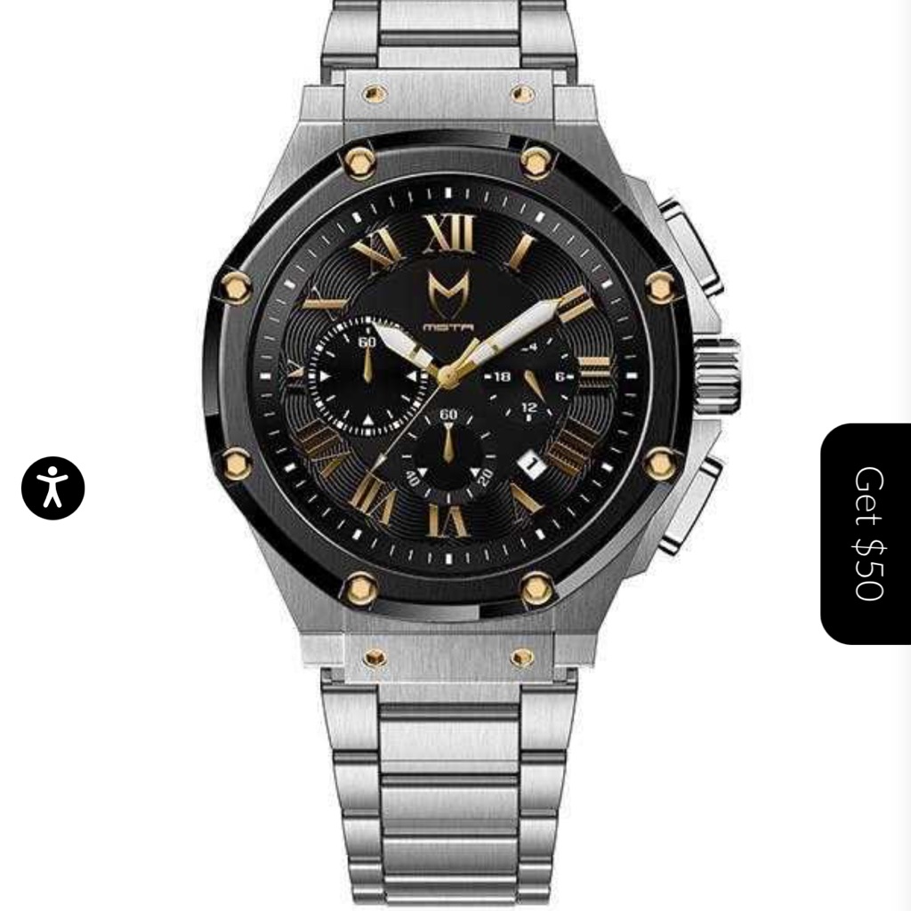 Men's Silver And Black Watch By